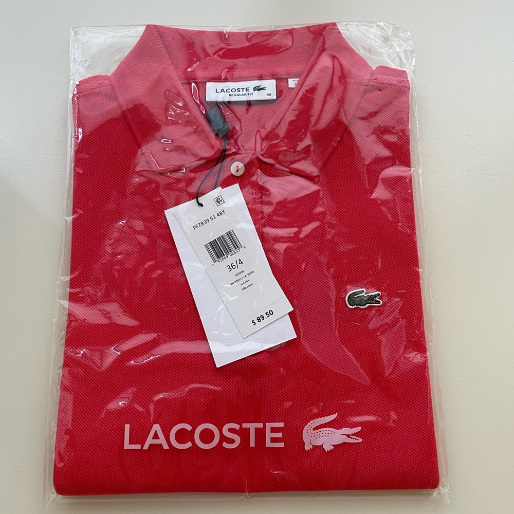 LACOSTE Womens Regular Fit  Polo - Red Size 36/4 NWT